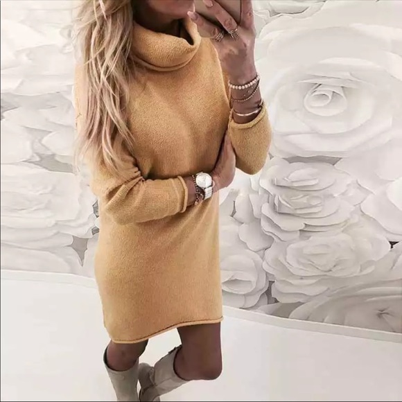 1 Left! Grey Turtleneck Sweater Mini Dress - Picture 5 of 8